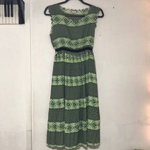 Green and Black Patterned Dress